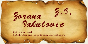 Zorana Vakulović vizit kartica